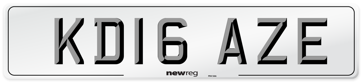 KD16 AZE Number Plate from New Reg